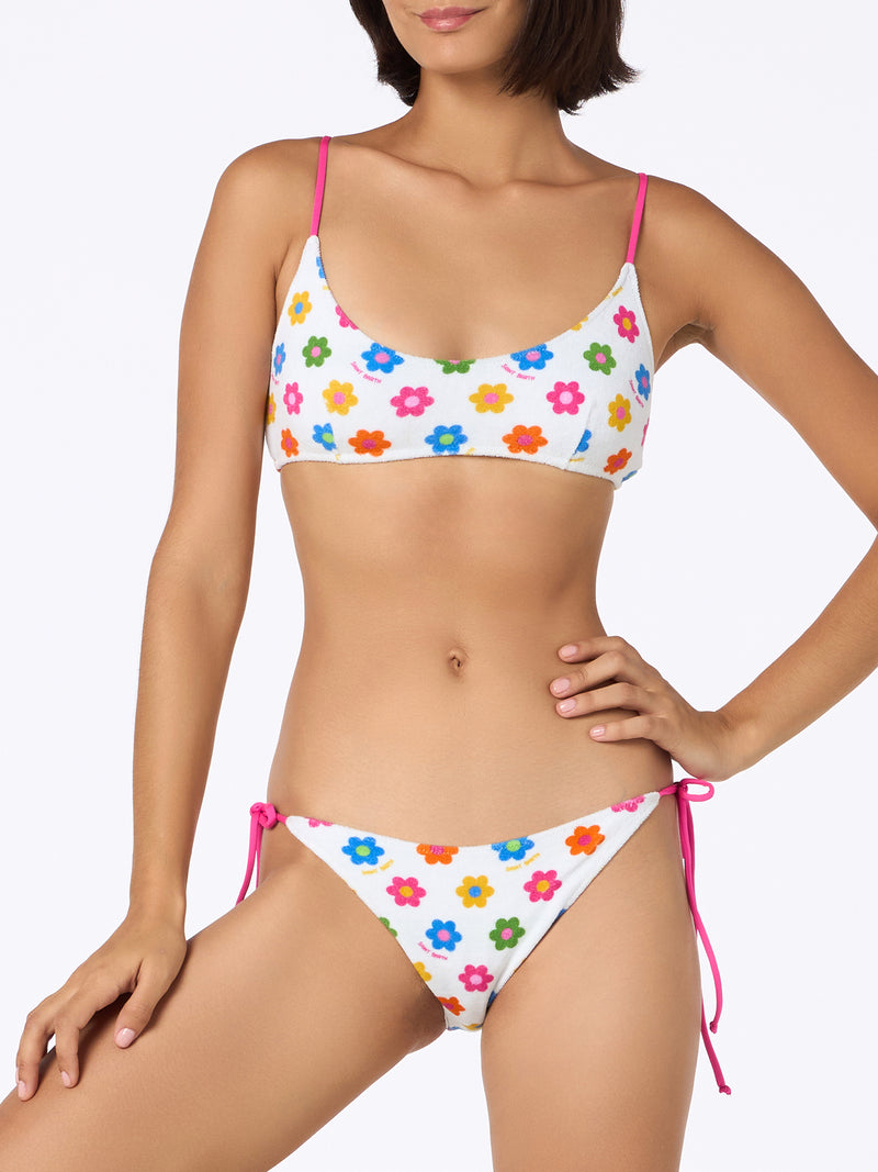 Bikini a bralette in spugna da donna Judy Marielle con stampa a margherite