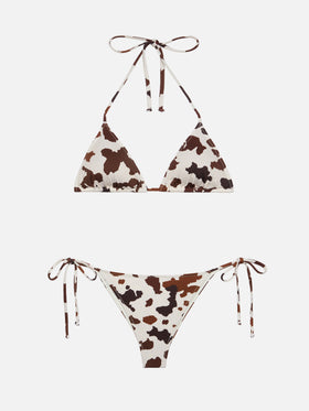 Triangel-Bikini von Leah Marielle mit Kuhfellmuster