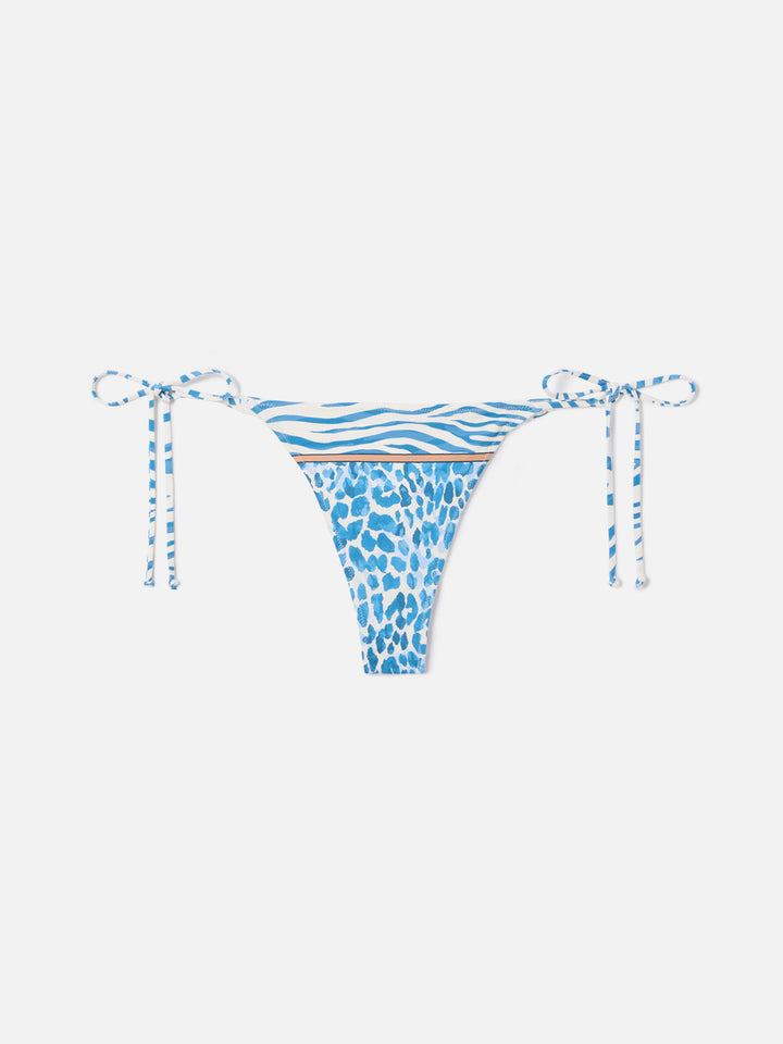Slip mare Marielle modello brasiliana con stampa safari blu