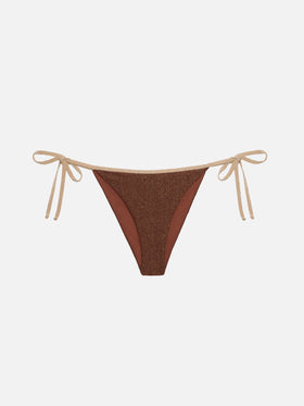Marielle vrown lurex classic swim briefs with gold piping - MC2 Saint Barth