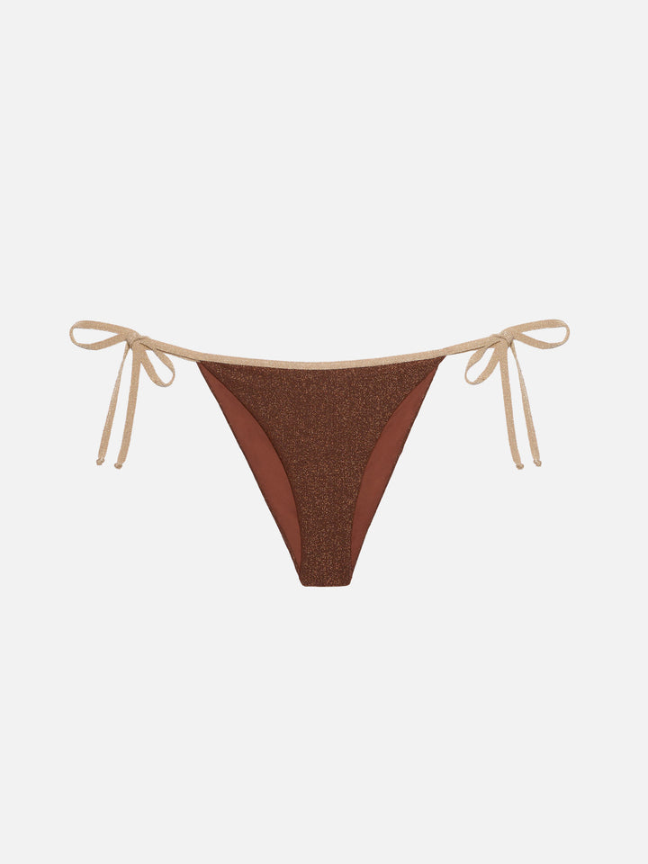 Marielle vrown lurex classic swim briefs with gold piping - MC2 Saint Barth