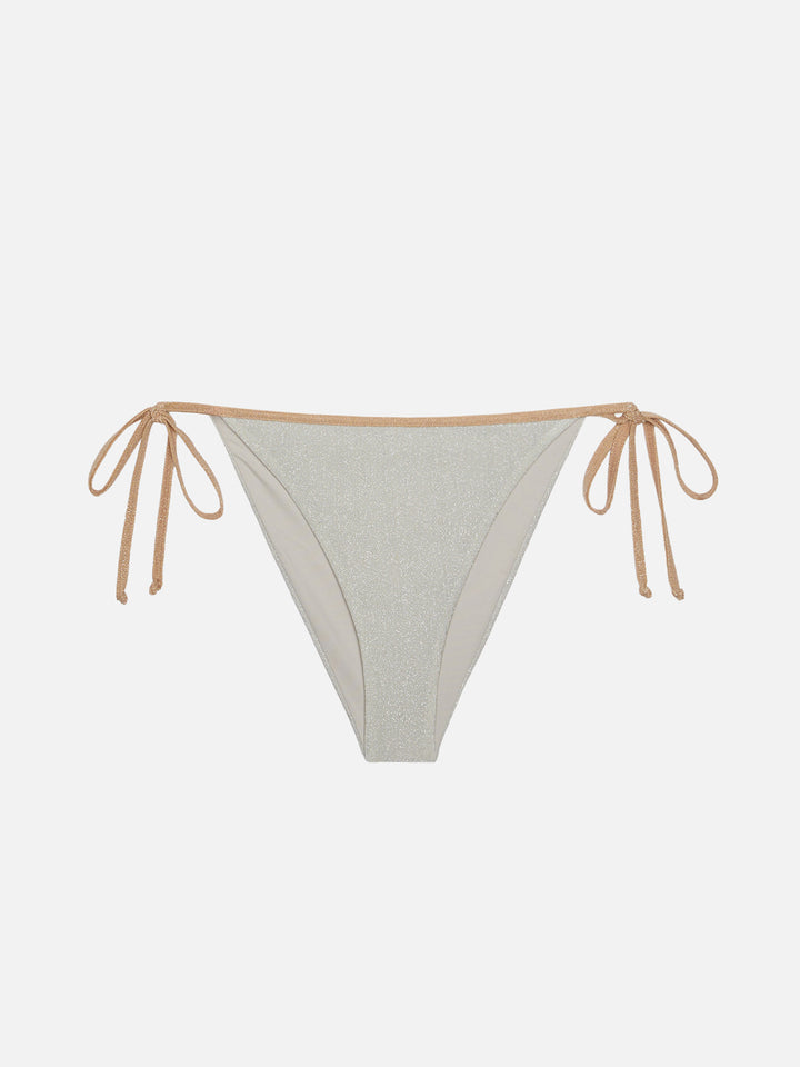 Marielle slip mare classico in lurex color argento con profilo oro