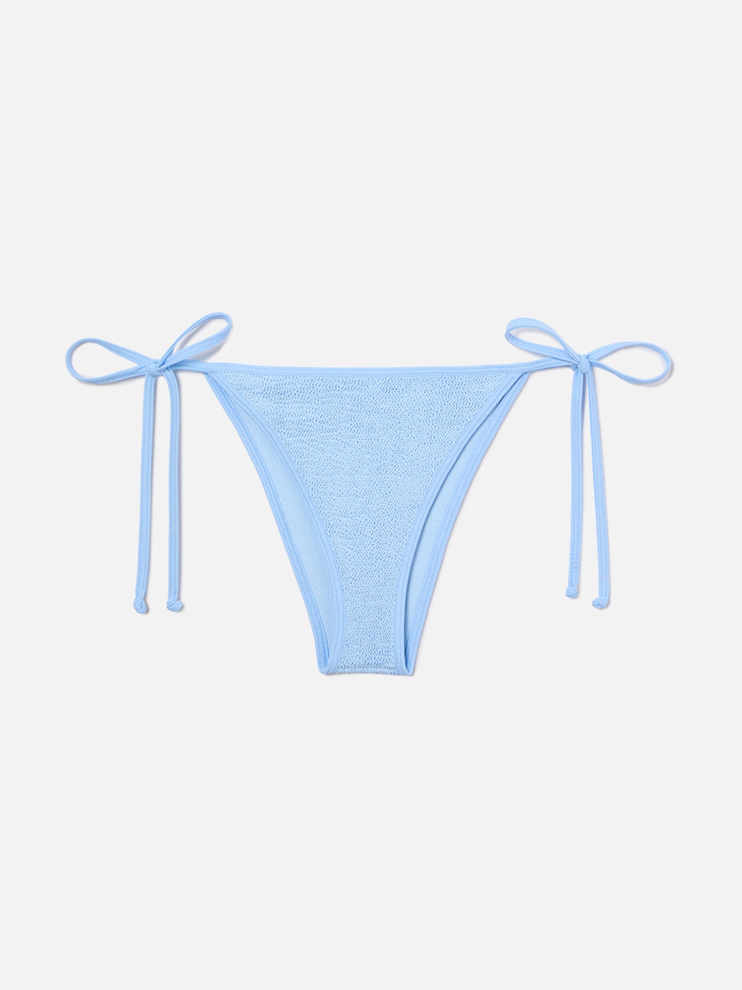 Marielle String brazilian bikini bottoms in light blue crinkle fabric