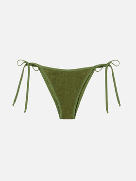 Woman crinkle forest green swim briefs