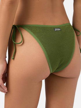 Woman crinkle forest green swim briefs