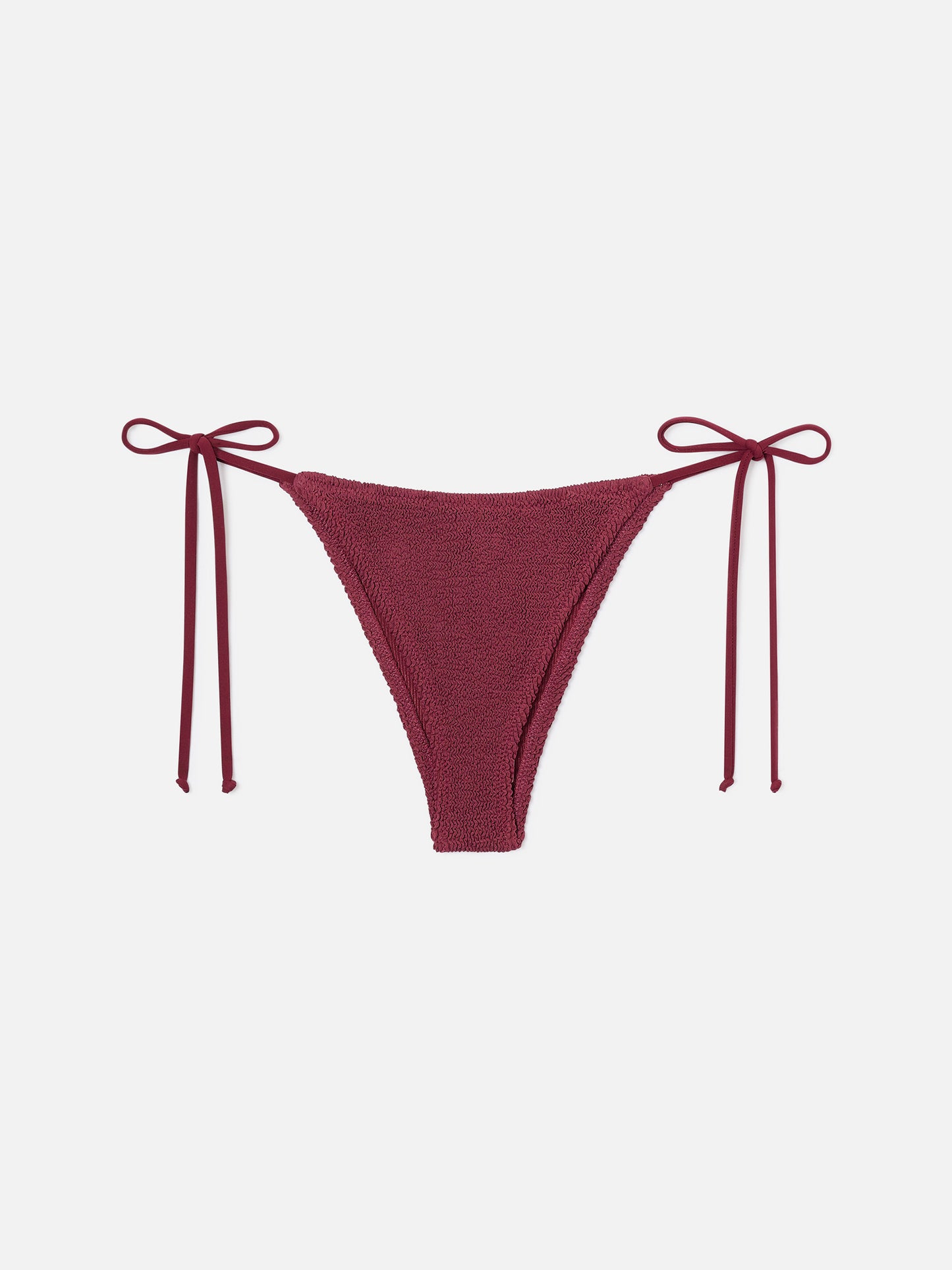 Marielle Bikinihose im brazilian Schnitt aus burgunderfarbenem Crinkle-Stoff 