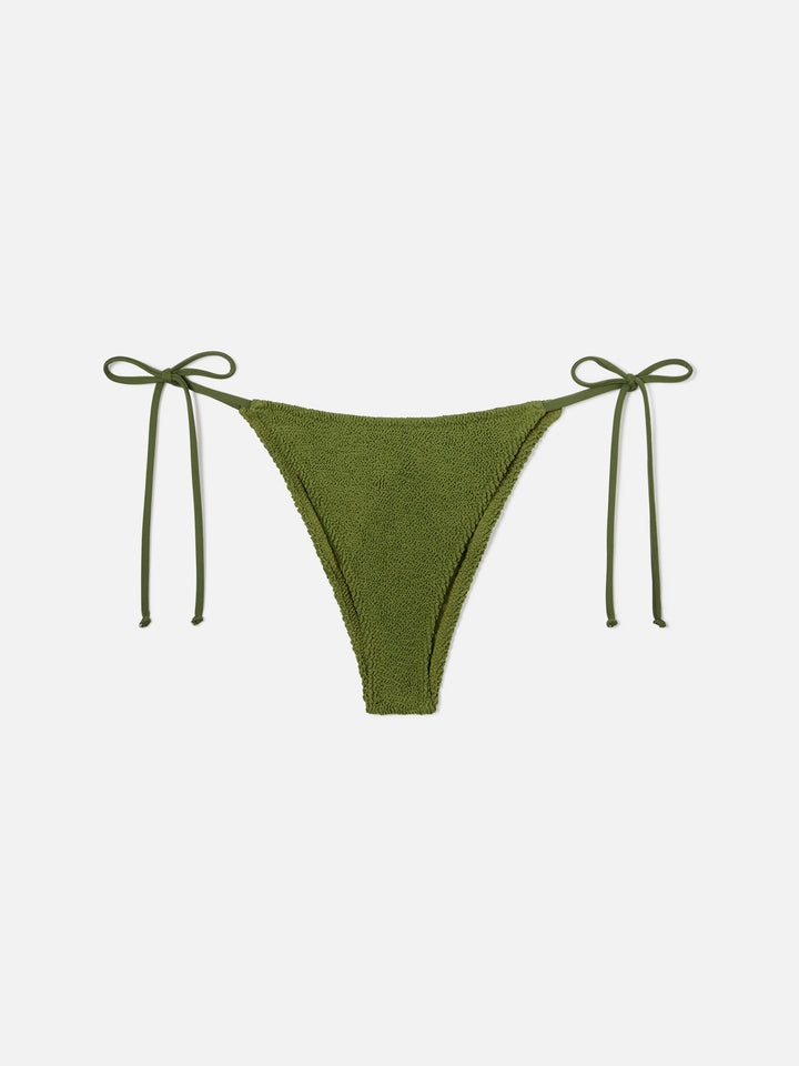 Marielle brasilianische Bikinihose aus Crinkle-Stoff in Military-Grün 