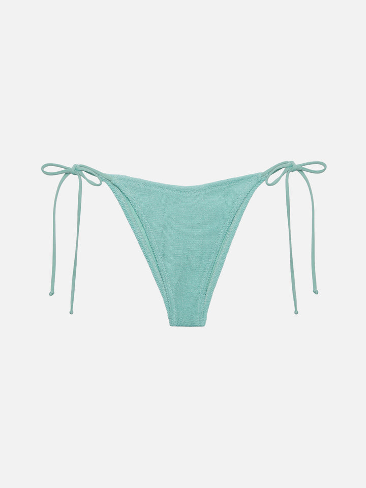 Marielle slip mare classico in crinkle lurex color verde salvia