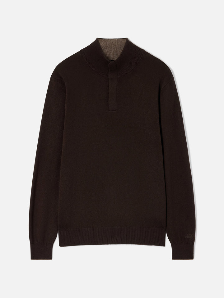 Cuello chimenea Marlow en Merino y cachemira marrón 