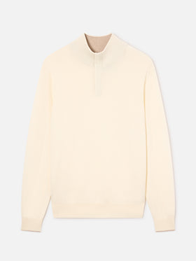 Off white Marlow wool and cashmere blend knit with high collar