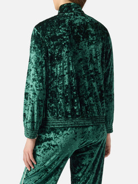 Sudadera Miriam de chenilla verde con bordado 