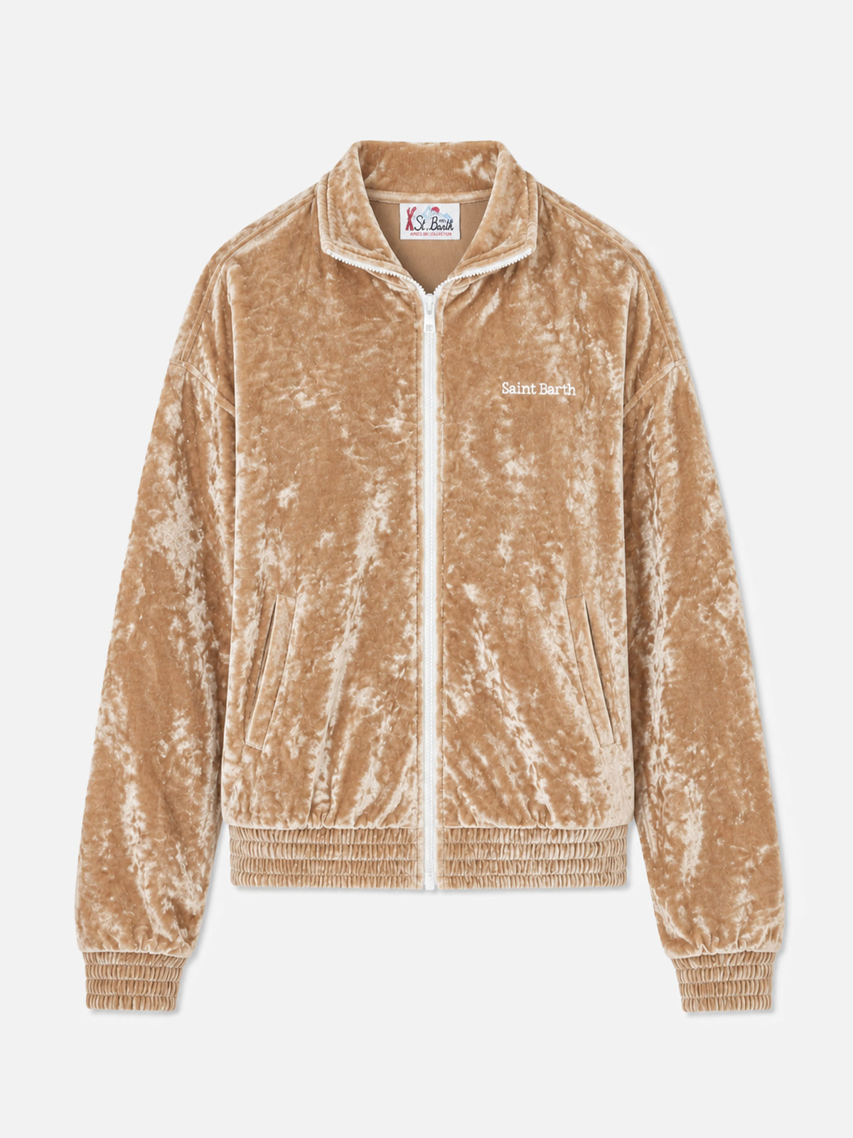 Beige Miriam chenille sweatshirt with logo embroidery
