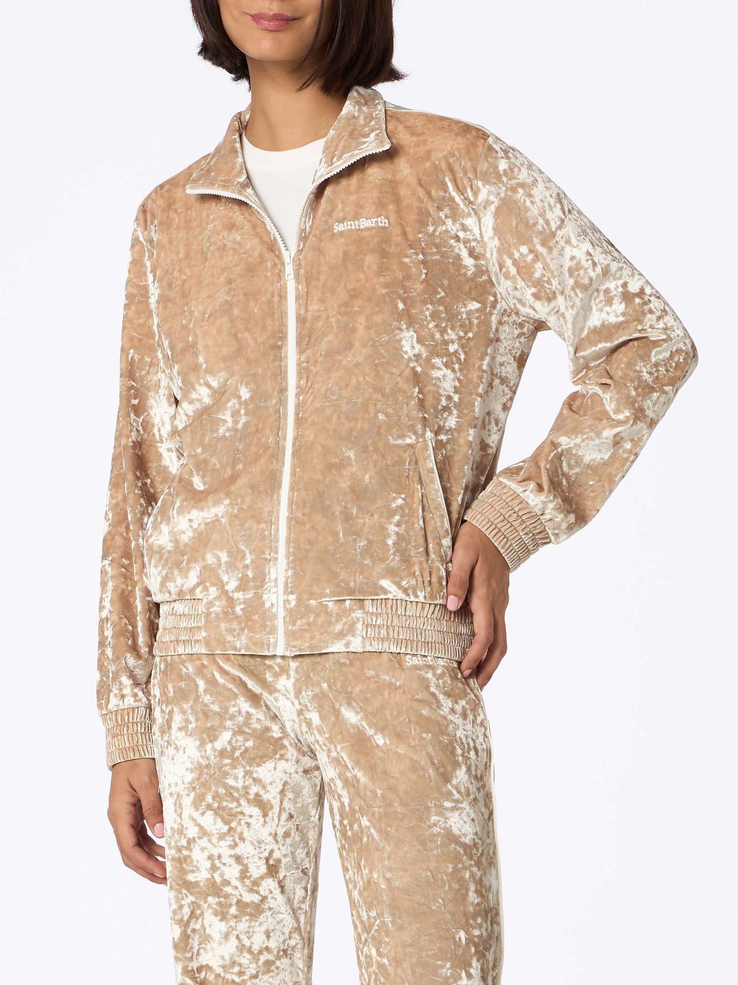 Woman sweatshirt Miriam beige chenille - MC2 Saint Barth