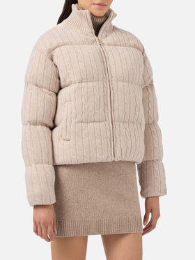 Mya padded cable-knit wool jacket