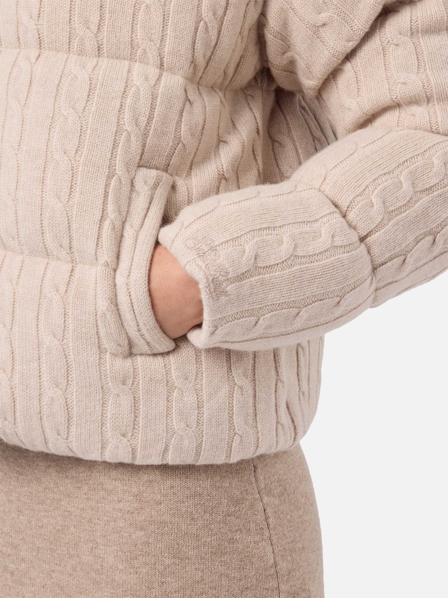 Mya padded cable-knit wool jacket