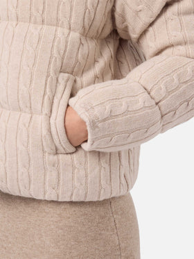 Mya padded cable-knit wool jacket