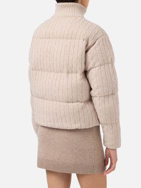 Mya padded cable-knit wool jacket