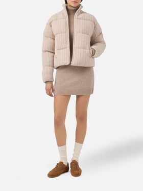 Mya padded cable-knit wool jacket