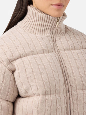 Mya padded cable-knit wool jacket