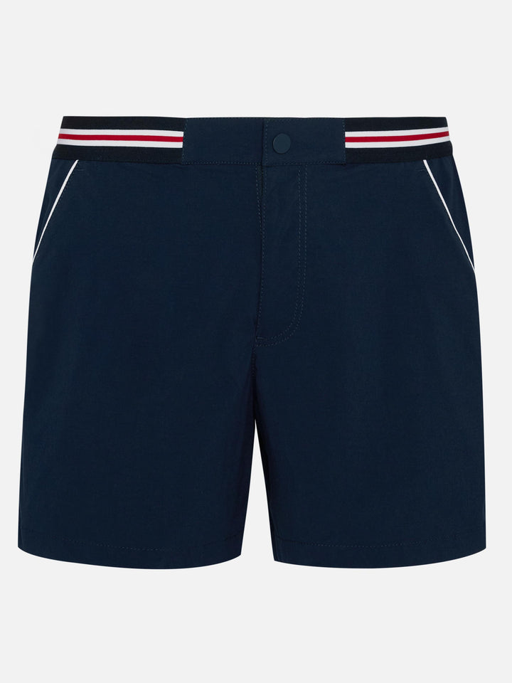 Marineblaue, eng anliegende Badeshorts Nad