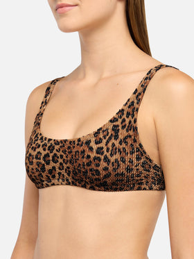 Naima Crinkle-Bralette-Top im klassischen Stil mit Leopardenmuster