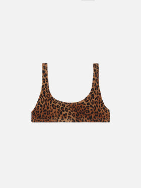 Naima Crinkle-Bralette-Top im klassischen Stil mit Leopardenmuster