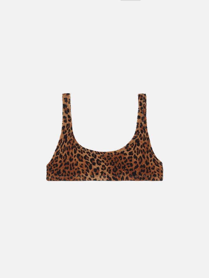 Naima Crinkle-Bralette-Top im klassischen Stil mit Leopardenmuster