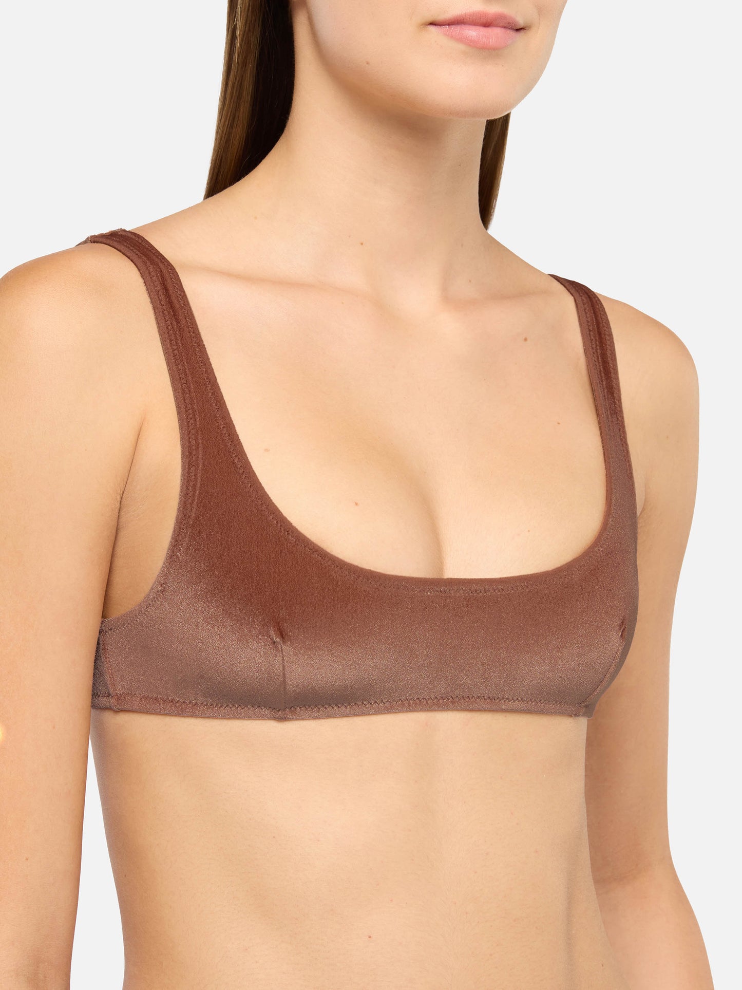 Naima Naomi velvet bralette bikini in camel brown