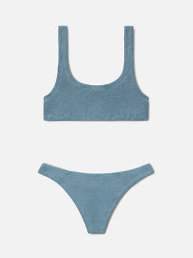 Bikini Naima Naomi in tessuto crinkle lurex azzurro
