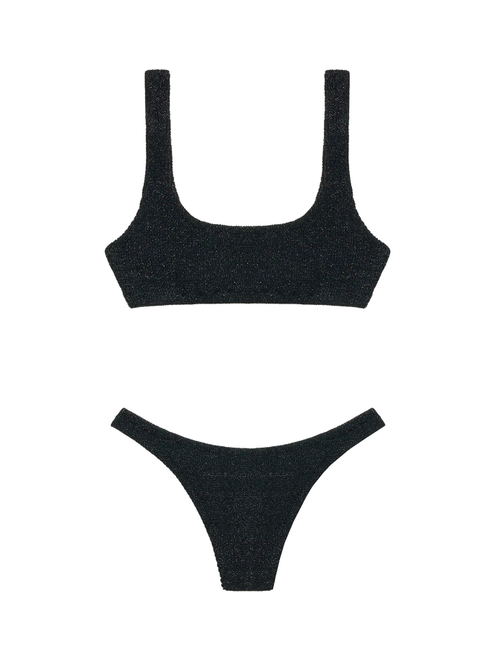 Classic crinkle lurex bralette bikini Naima Naomi in black - MC2 Saint Barth
