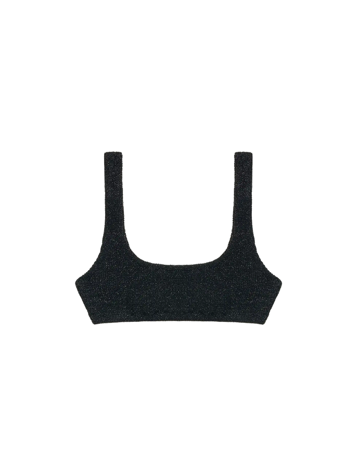 Naima black lurex crinkle classic bralette top - MC2 Saint Barth