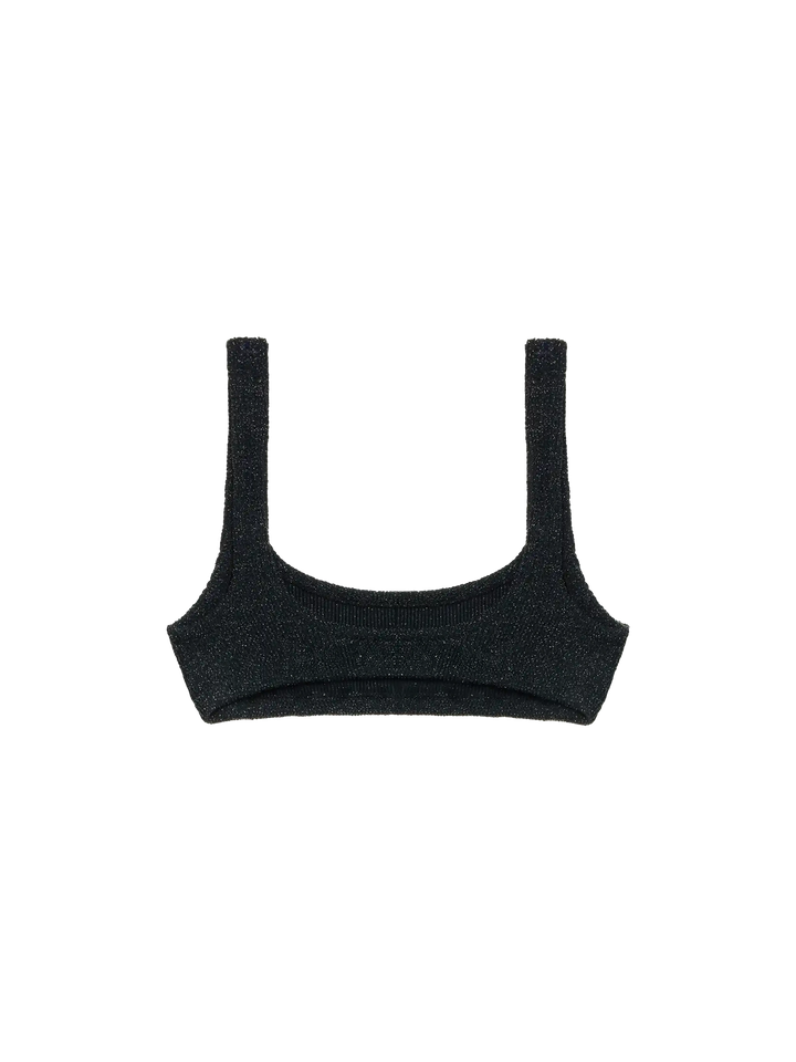 Naima black lurex crinkle classic bralette top - MC2 Saint Barth