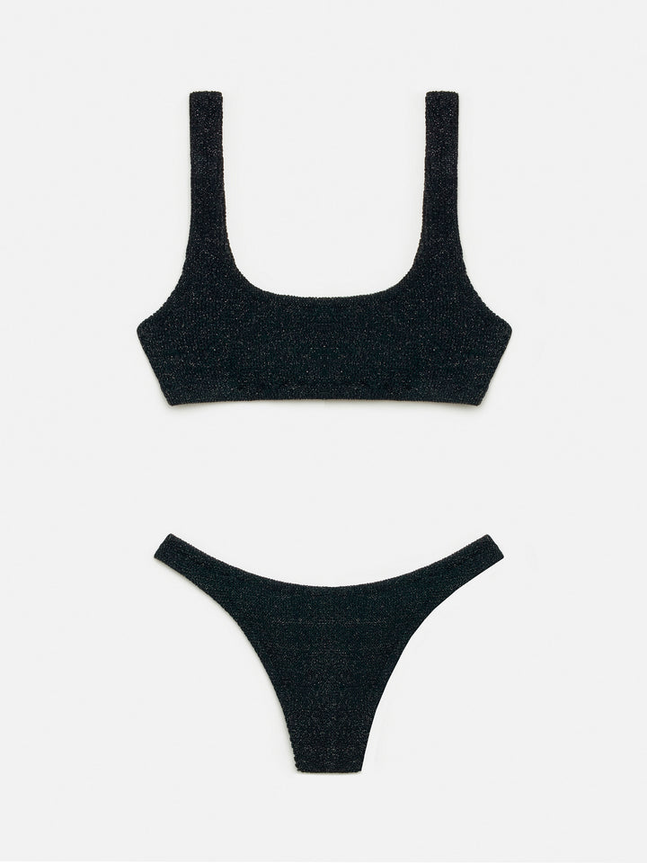 Naima Elise black crinkle lurex bralette bikini