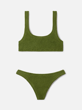 Bikini Naima Naomi verde militare in tessuto crinkle