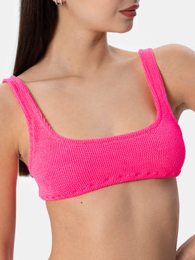 Klassischer Crinkle-Bralette für Damen in Neonrosa Naima