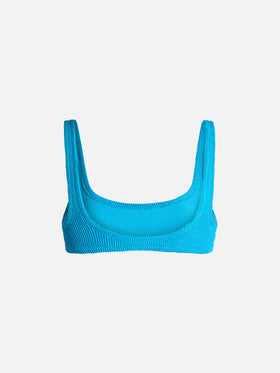 Woman turquoise classic lurex crinkle bralette Naima - MC2 Saint Barth