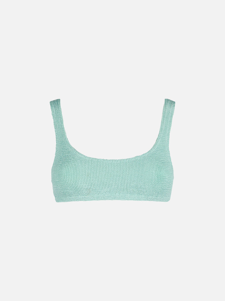 Naima – Klassisches Bralette-Top in Crinkle-Optik in Salbeigrün