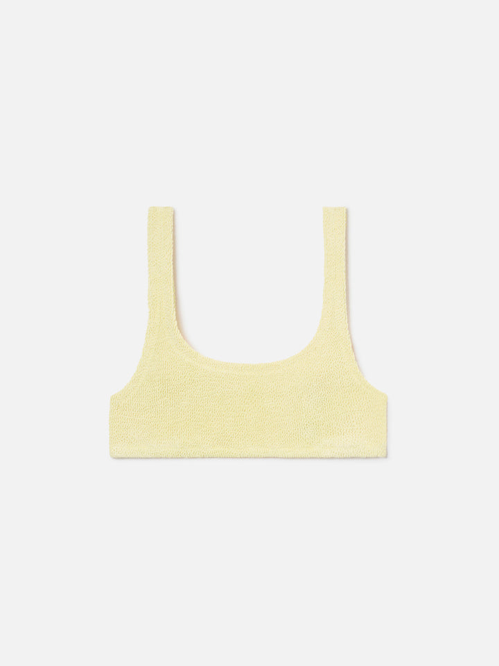 Top bikini Naima bralette in tessuto crinkle giallo
