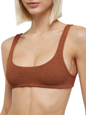Naima camel brown crinkle classic bralette top - MC2 Saint Barth