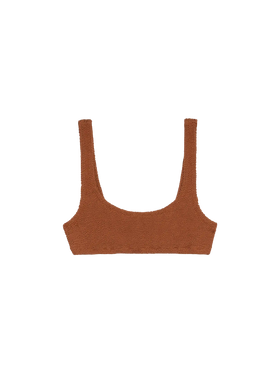 Naima camel brown crinkle classic bralette top - MC2 Saint Barth