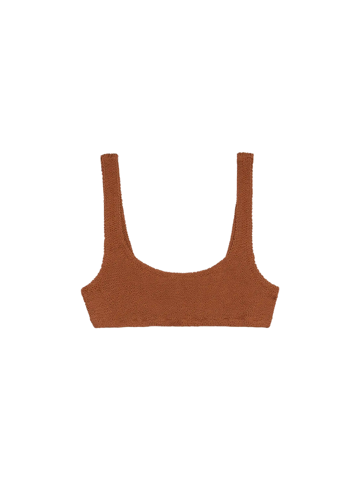 Naima camel brown crinkle classic bralette top - MC2 Saint Barth