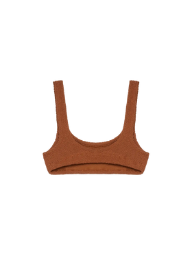Naima camel brown crinkle classic bralette top - MC2 Saint Barth