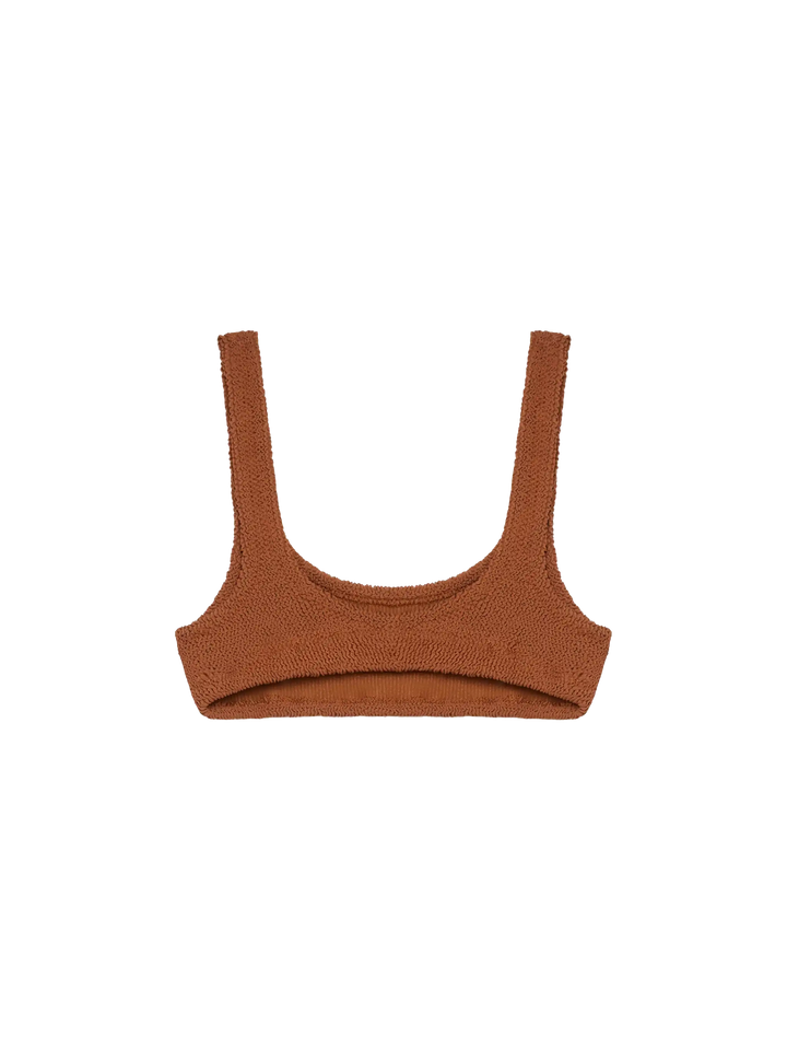 Naima camel brown crinkle classic bralette top - MC2 Saint Barth