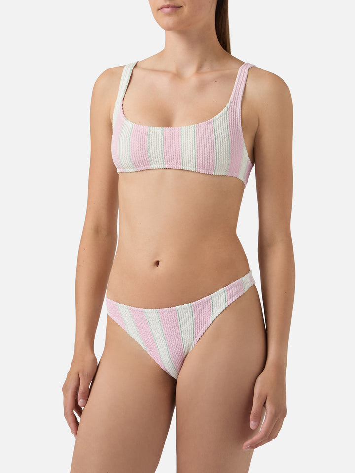 Bikini Naima Elise crinkle a righe rosa