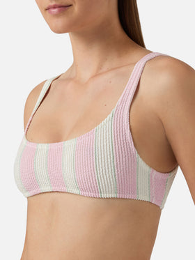 Bikini Naima Elise crinkle a righe rosa
