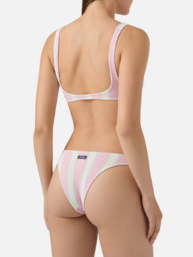 Bikini Naima Elise crinkle a righe rosa