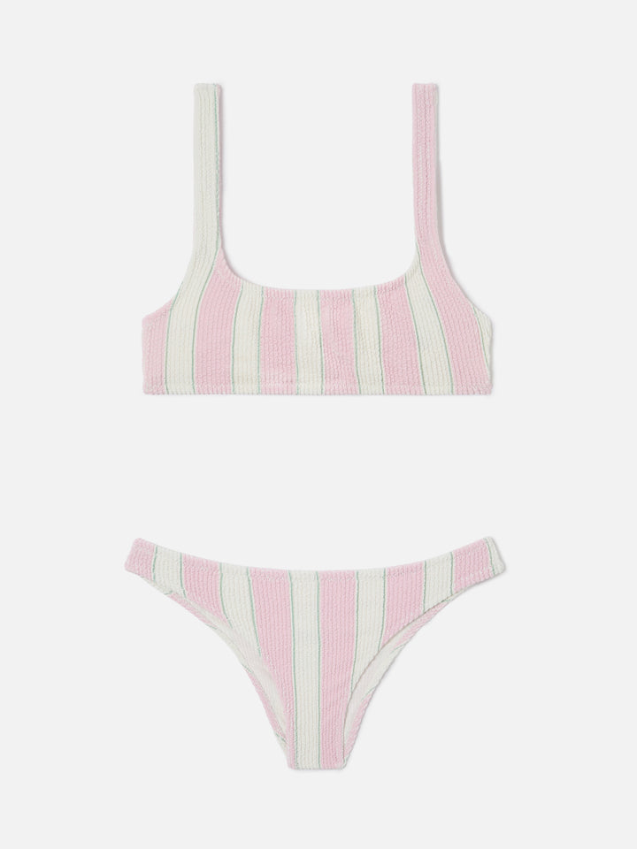 Bikini Naima Elise crinkle a righe rosa