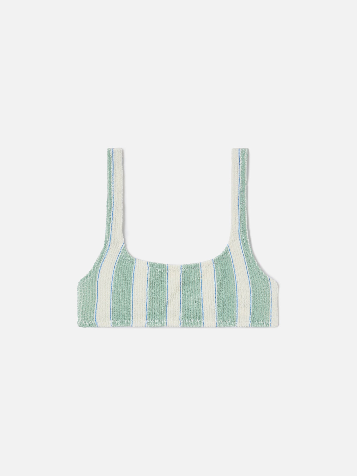 Top bikini Naima bralette in tessuto crinkle a righe verdi