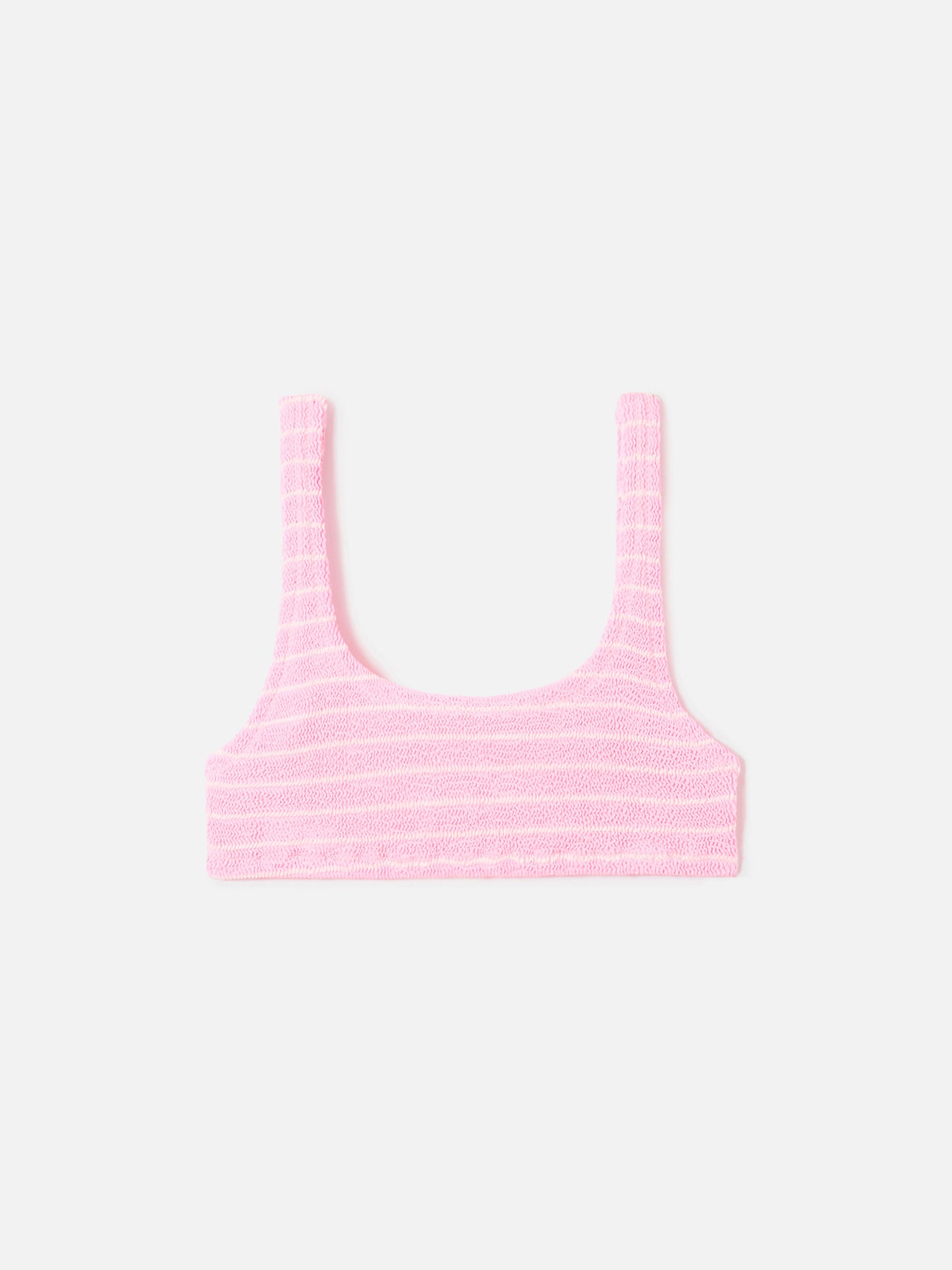 Top bikini Naima bralette in tessuto crinkle rosa a righe