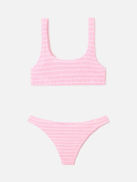 Bikini Naima Naomi crinkle a righe rosa